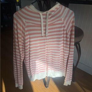Striped Pink and White Women's Hoodie